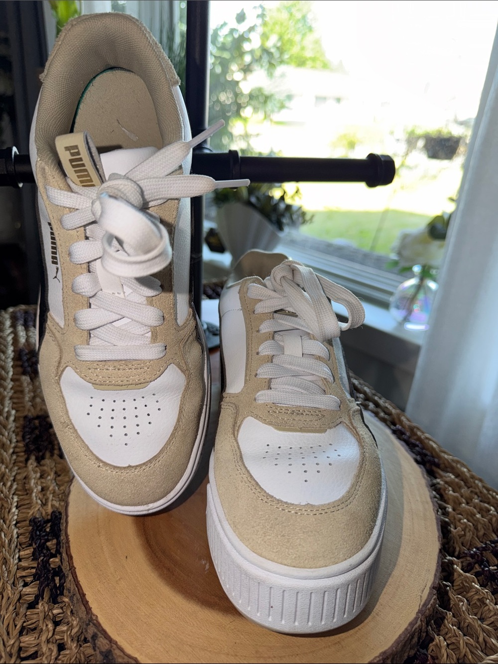 PUMA Karmen Rebelle SD Platform Sneakers White Black Putty Women’s Size 7